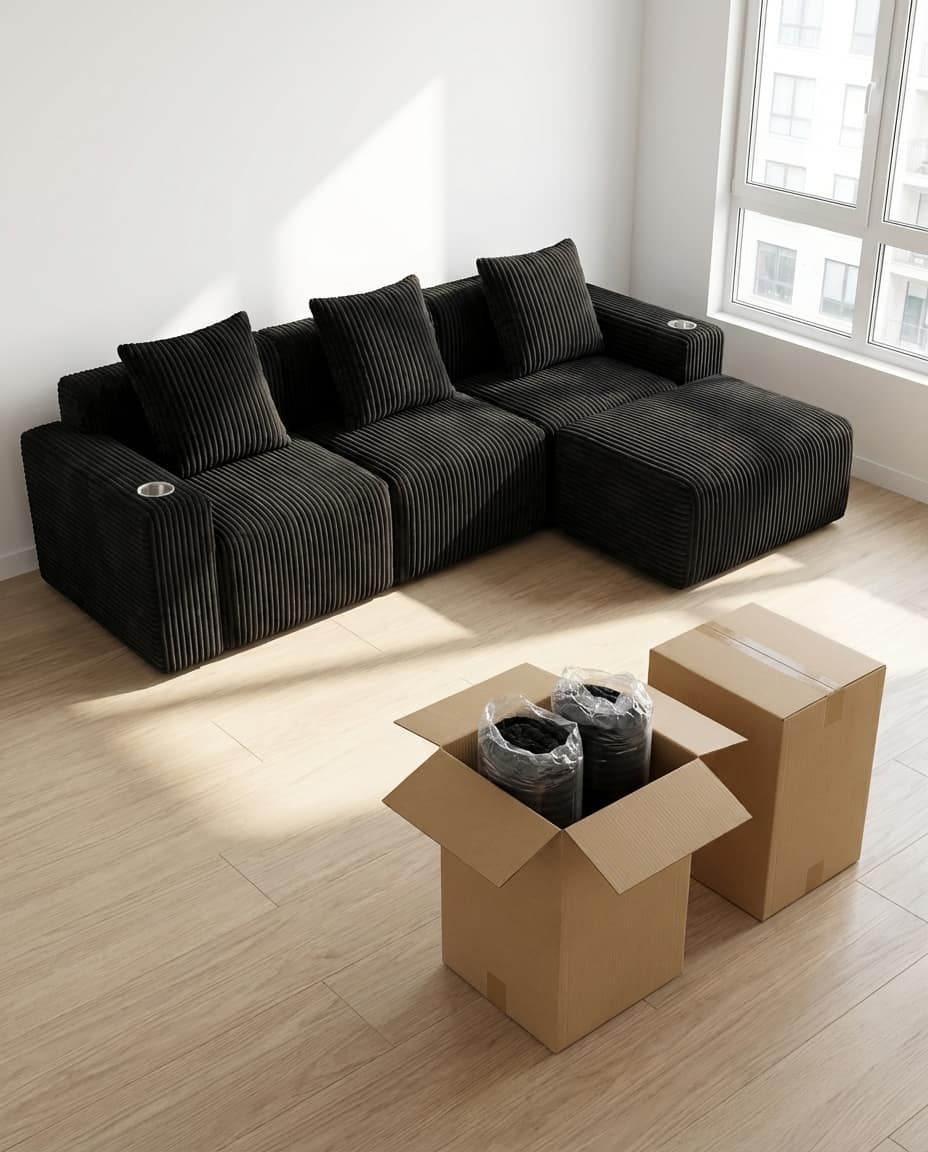 Fully expanded cloud sofa ready to use